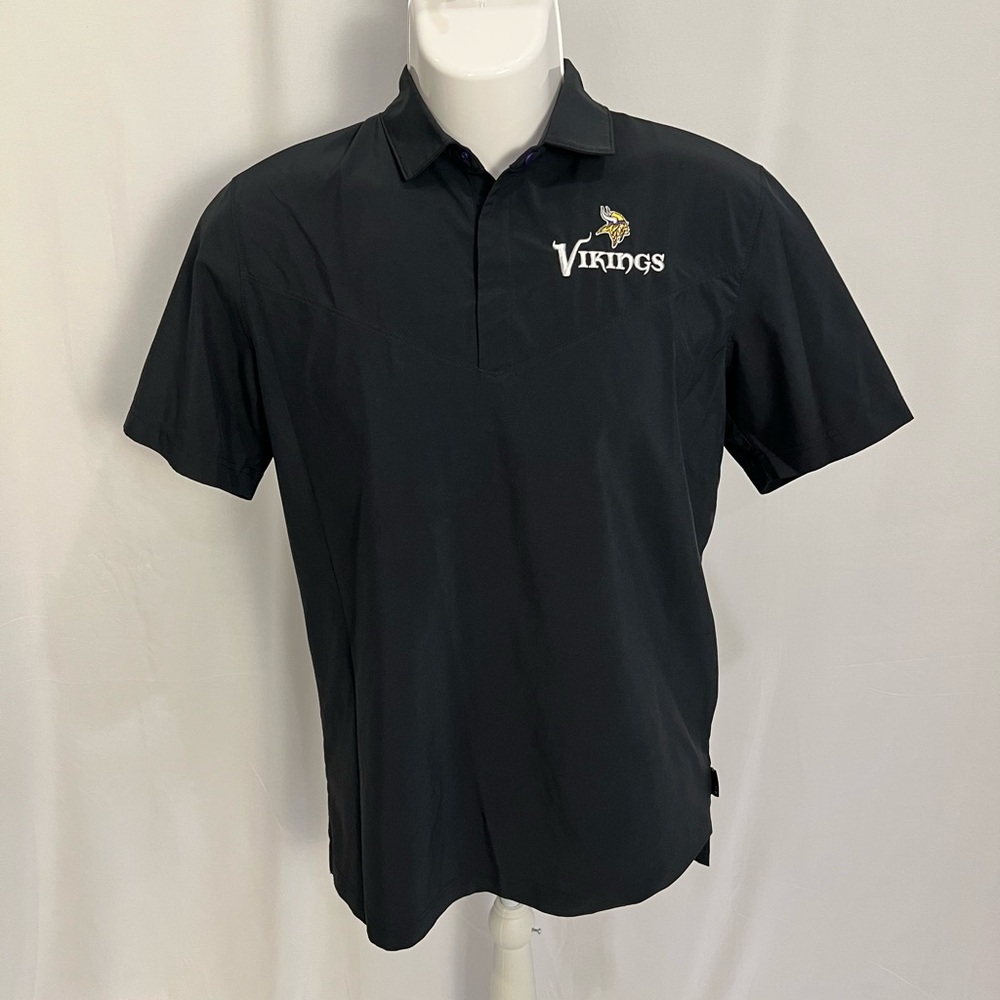 NFL Vikings Black Polo with Embroidered Logo